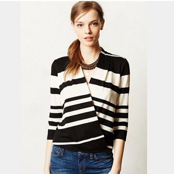 Anthropologie Deletta Chamonix Striped Wrap Top Striped  XS - Picture 1 of 7